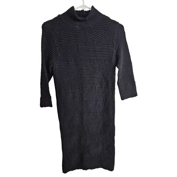 Tees By Tina Dress Knee Length Dress Mock Neck Dress Long Sleeve Dress OS Black - Picture 1 of 7